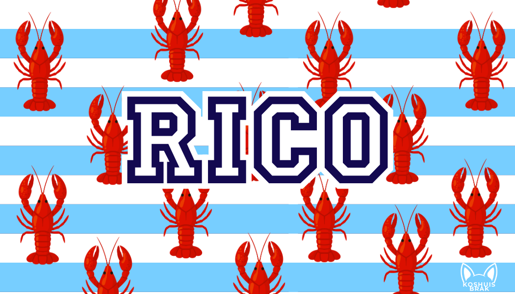 Blue & White Striped Pattern with Lobsters l Blue font l Summer Towel