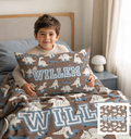 Kids Combo l Fleece Blanket & Pillowcase l Skating Dinosaurs
