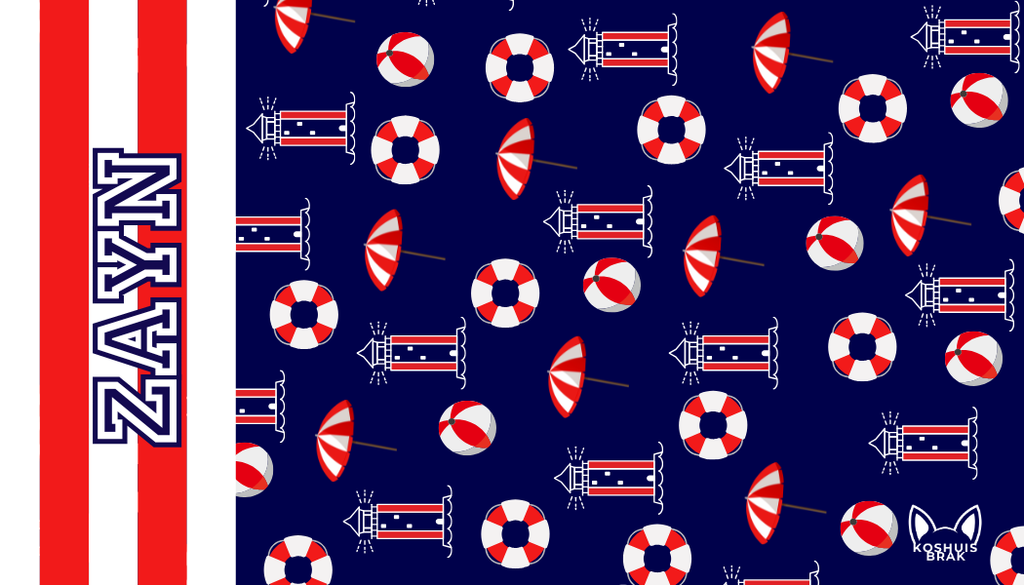 Red & Navy Coast Pattern l Summer Towel