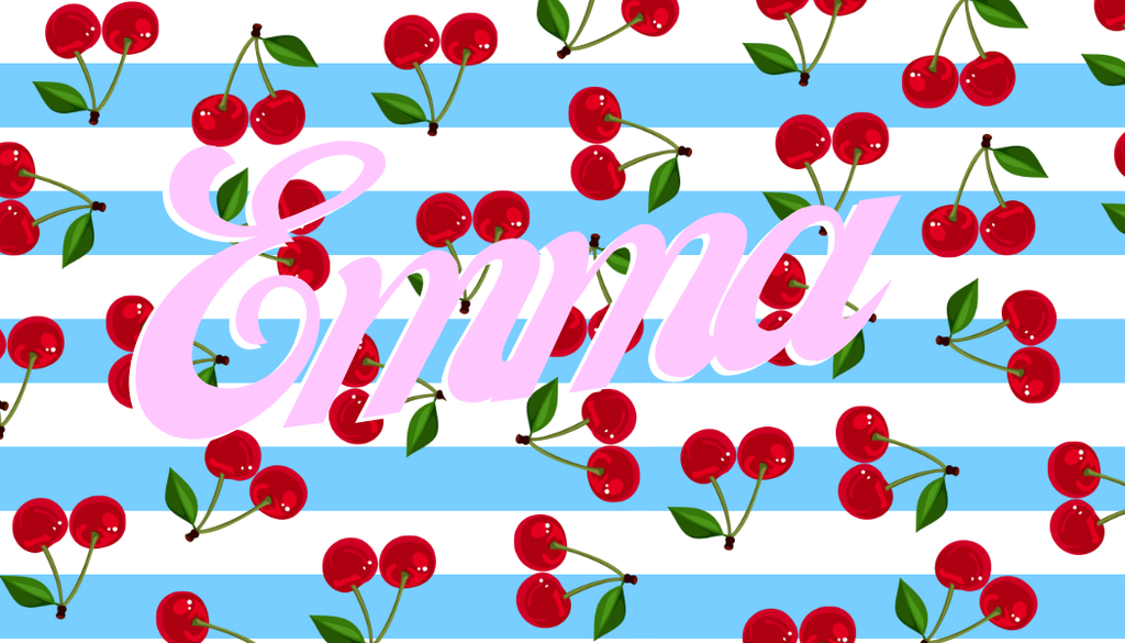 Blue & White Striped Pattern with Cherries l Summer Towel