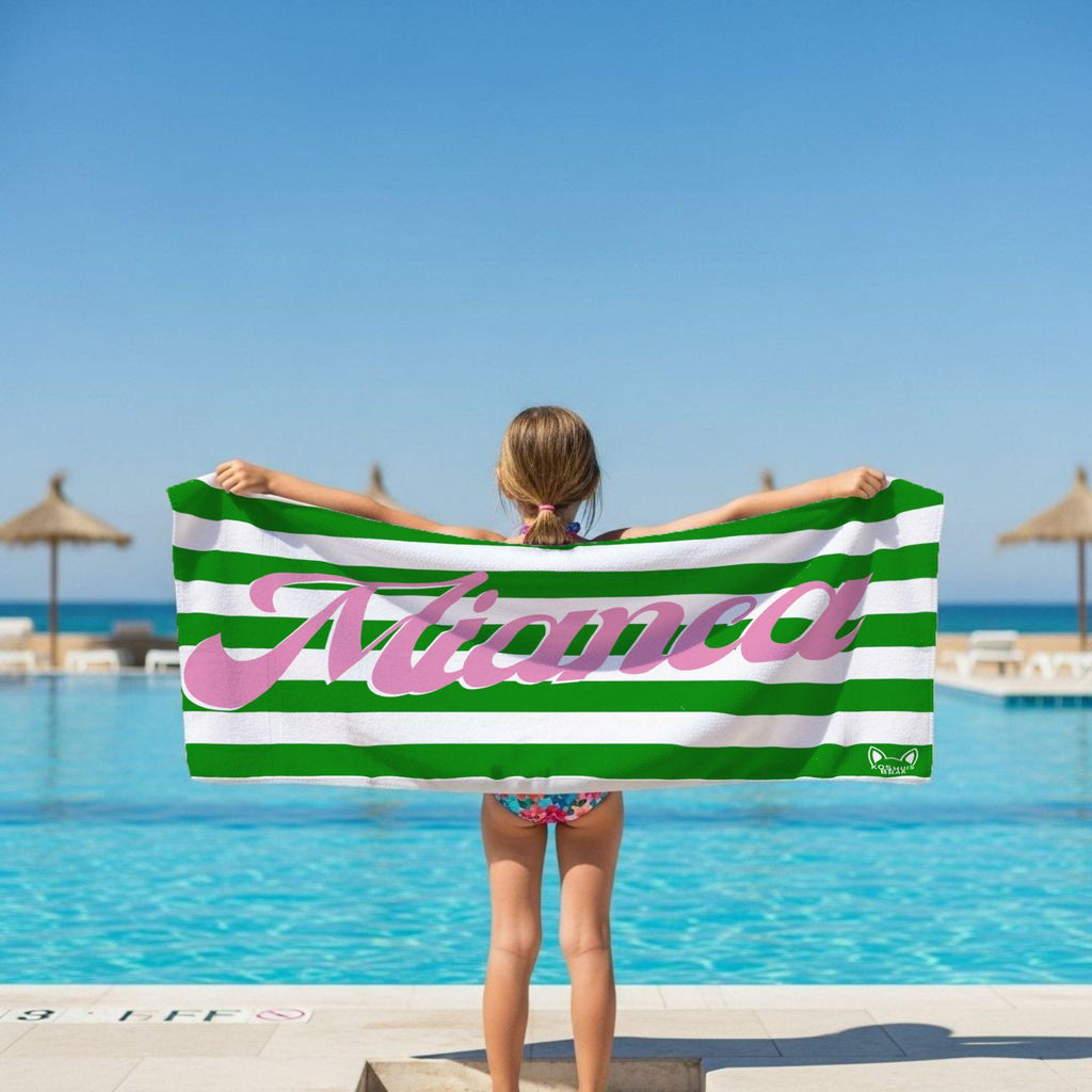 Green & White Striped Pattern l Summer Towel