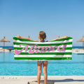 Green & White Striped Pattern l Summer Towel