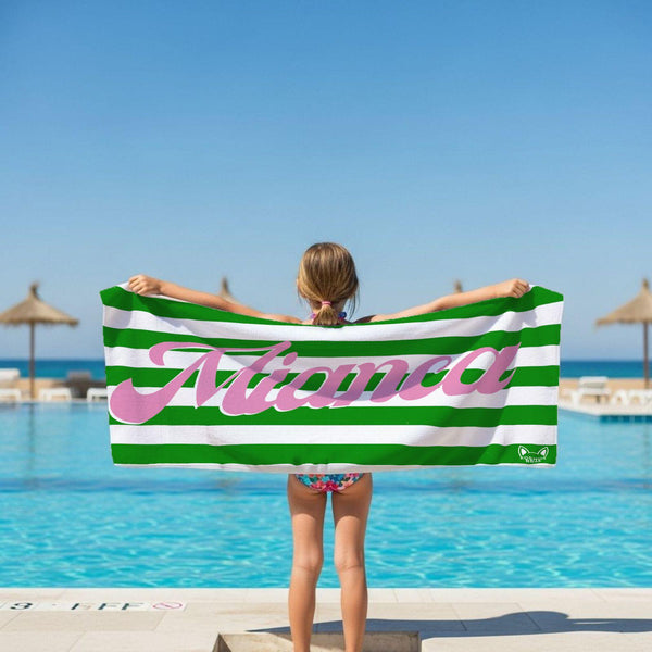 Green & White Striped Pattern l Summer Towel