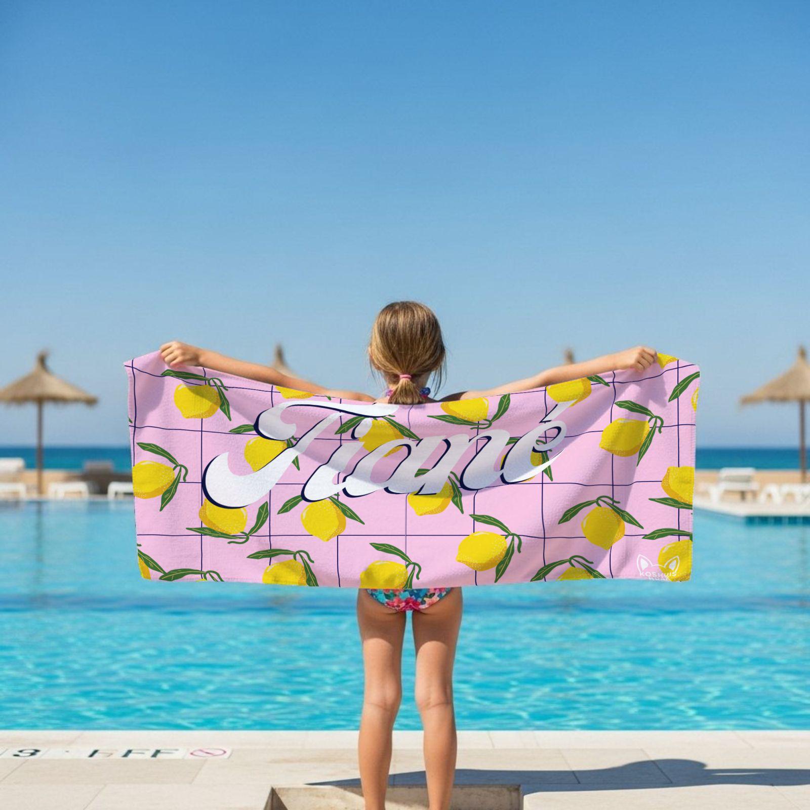 Lemons on Pink Pattern l Summer Towel