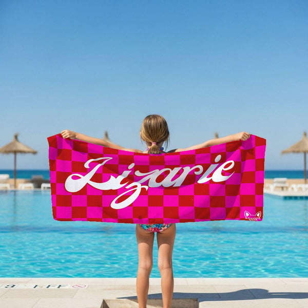 Pink Checkered Pattern l Summer Towel