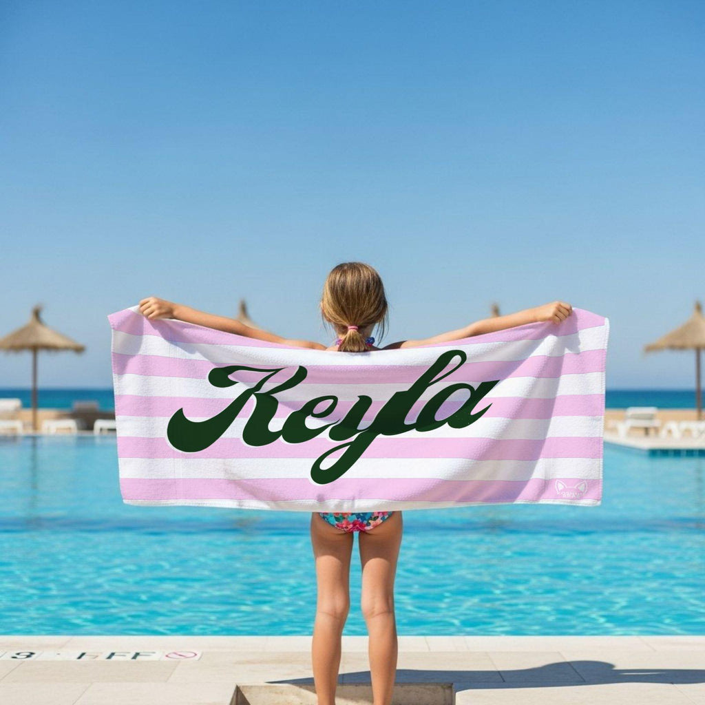 Pink & White Striped Pattern l Summer Towel