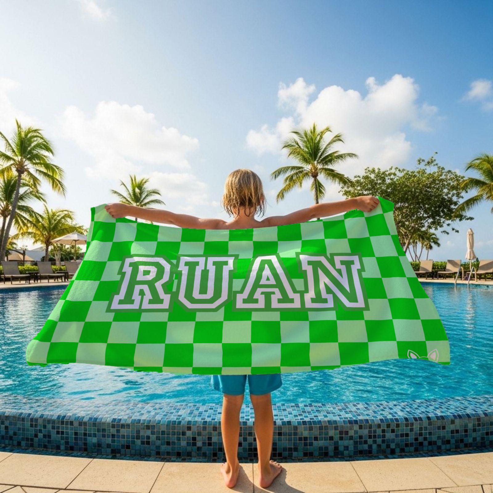 Green Checkered Pattern l Summer Towel