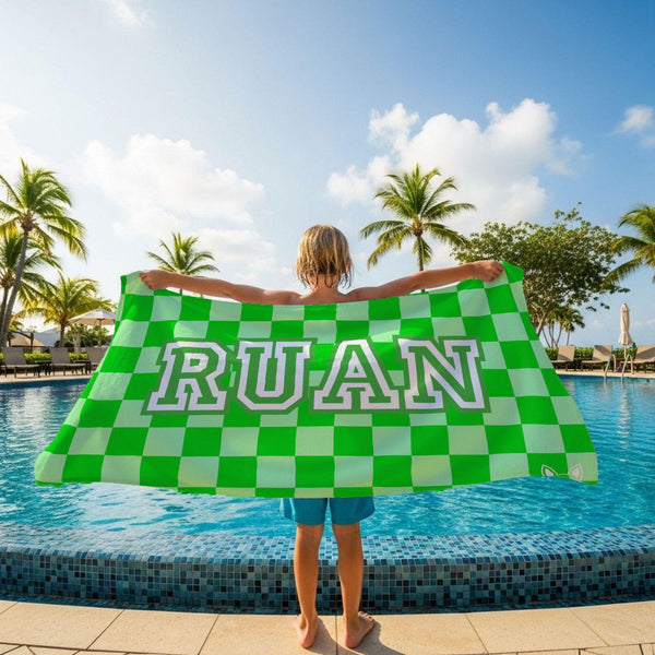 Green Checkered Pattern l Summer Towel