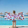 Blue & White Striped Pattern with Cherries l Summer Towel