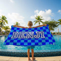 Blue Checkered Pattern l Summer Towel